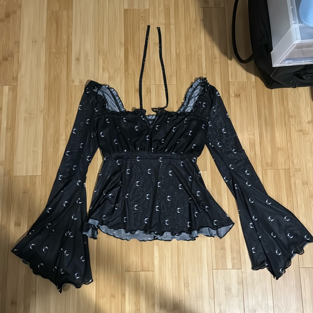 Killstar Tie Up Sheer Moon Blouse sz S
